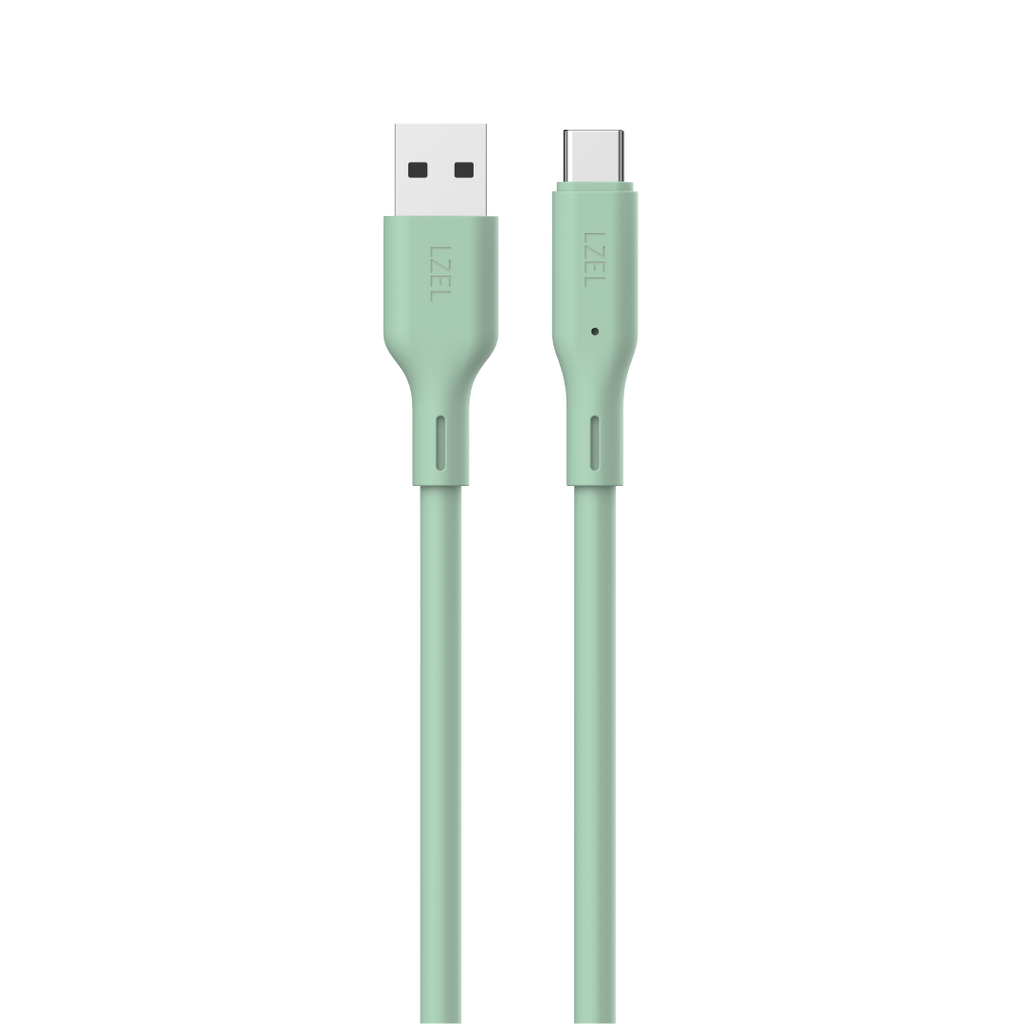 LZEL Celeris Silox CXL Soft Silicone USB-A to USB-C Cable, 480Mbps, 15W Max, 1m | Green