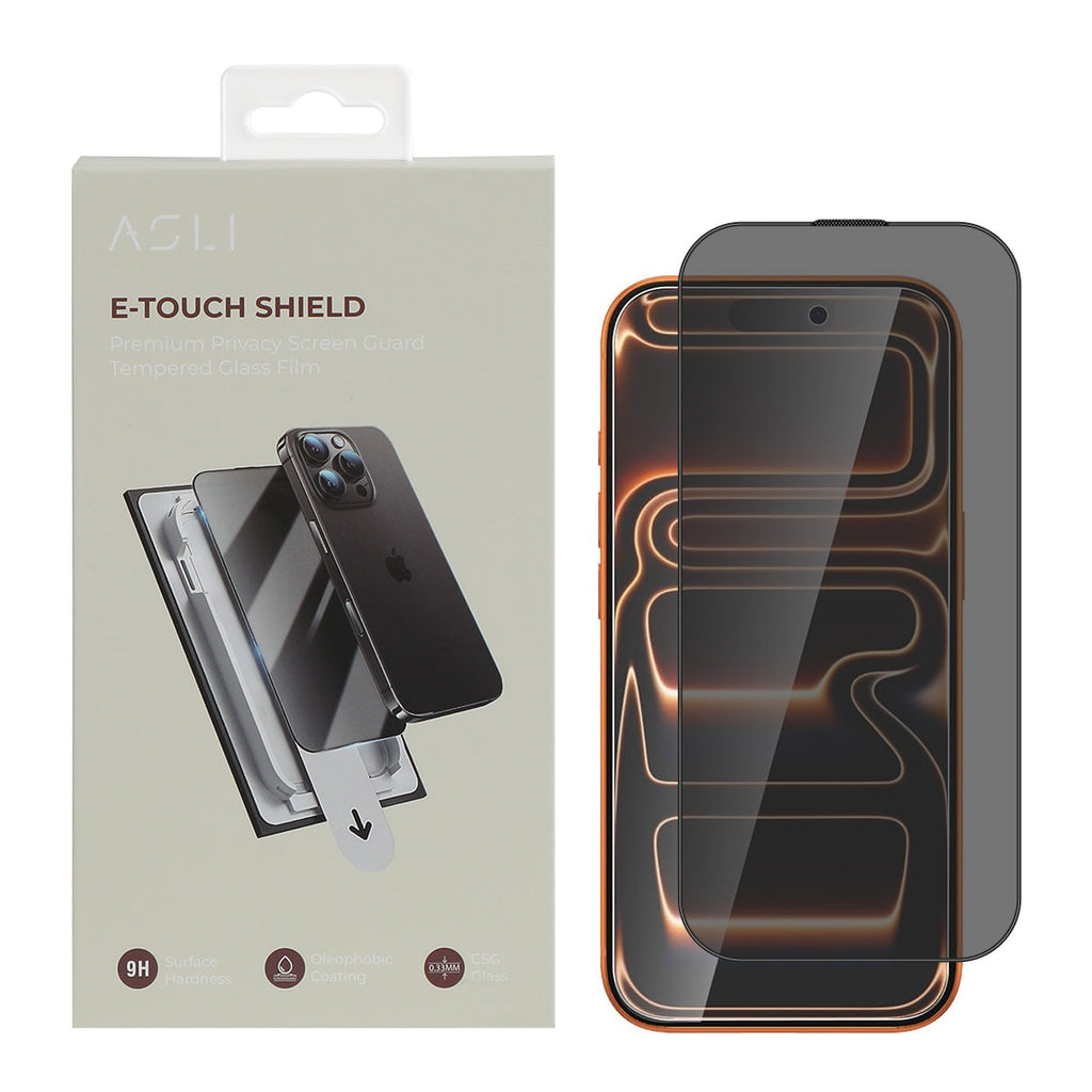 Asli Global E-Touch Shield Premium Glass With Applicator for iPhone 17 Pro | Privacy