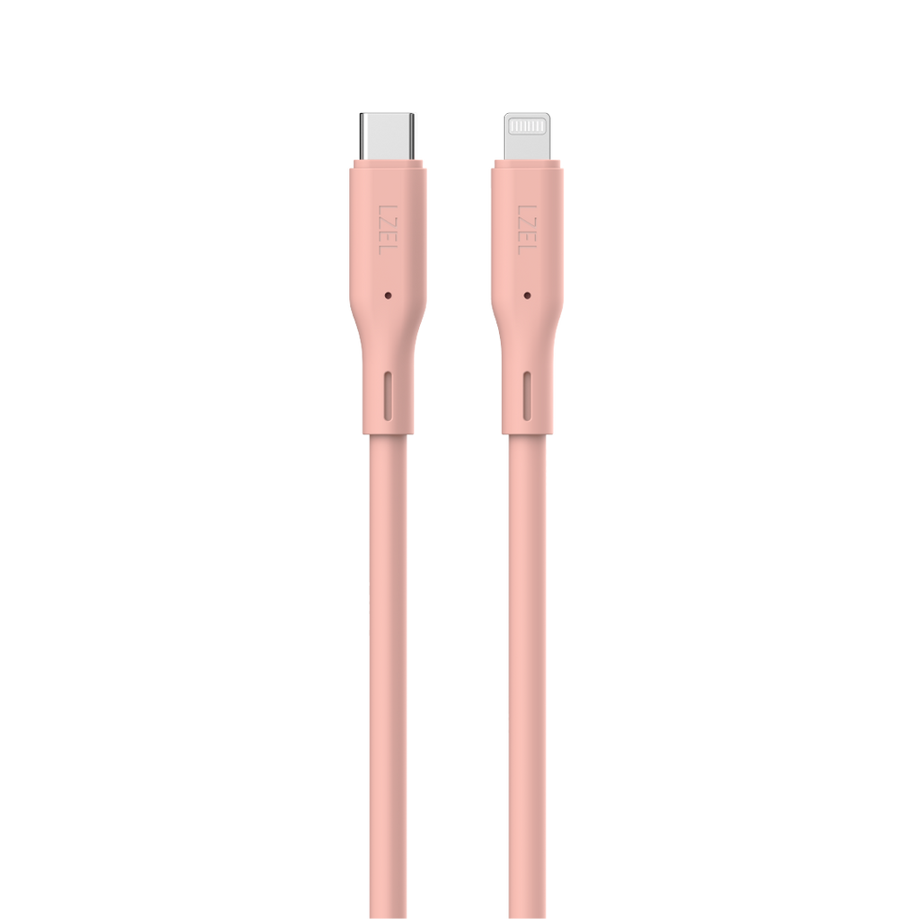 LZEL Celeris Silox CXL Soft Silicone USB-C to Lightning Cable, 480Mbps, 60W Max, 1m |Pink