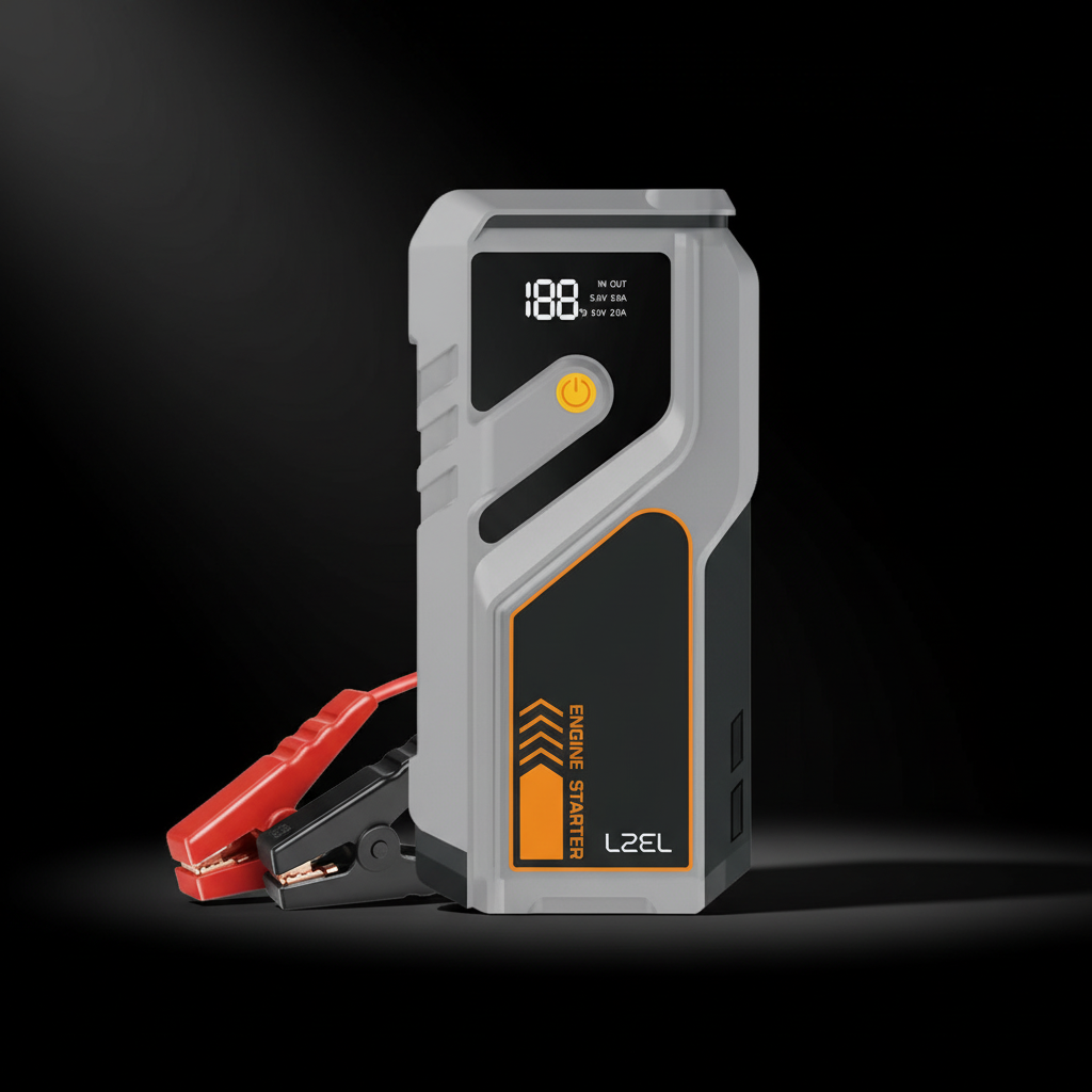 LZEL EnergizeIgnite Air 12000mAh 12V Car Jump Starter with LED Flashlight | Gray/Black