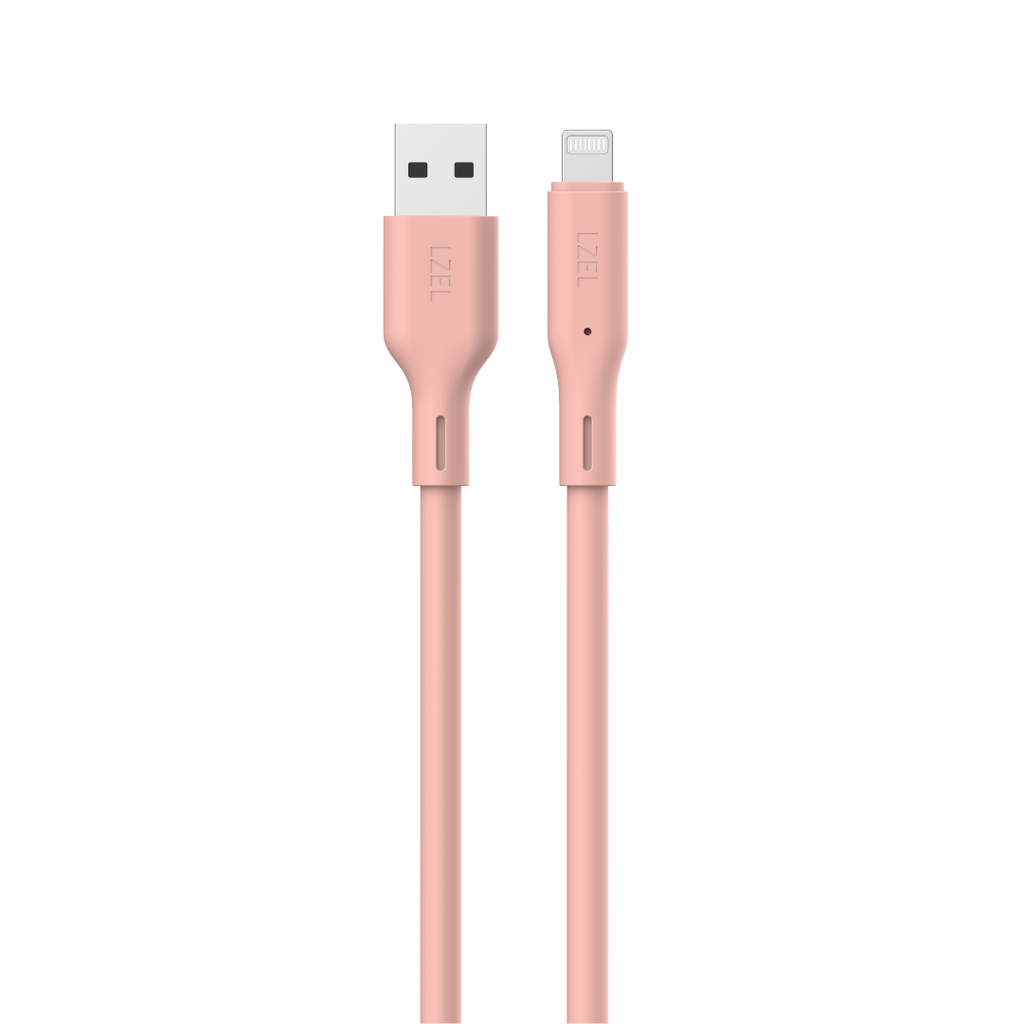 LZEL Celeris Silox CXL Soft Silicone USB-A to Lightning Cable, 480Mbps, 15W Max, 2m | Pink