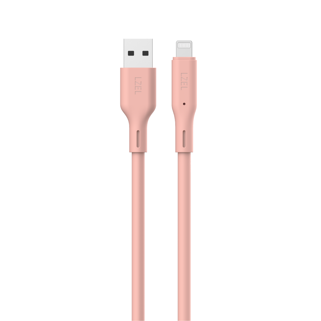 LZEL Celeris Silox CXL Soft Silicone USB-A to Lightning Cable, 480Mbps, 15W Max, 2m | Pink