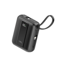 LZEL AMPNEO1O Mini 10000mAh PD Power Bank 30W | Built-in Type-C & Lightning Cable | Type-C Input/Output | Black