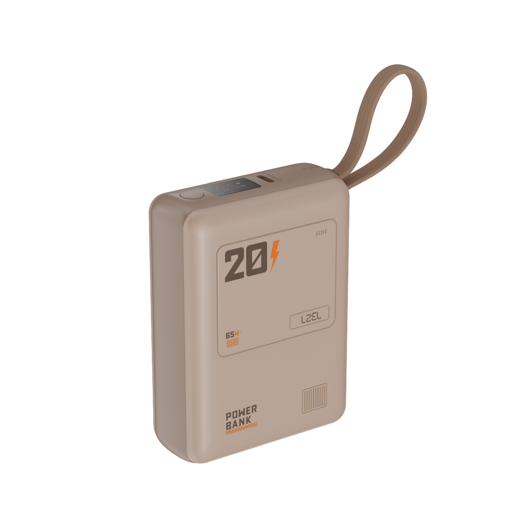LZEL Zenoflex Surge20 Portable 20000Mah  65W Max Pd Power Bank Dual Usb-C | Mocha