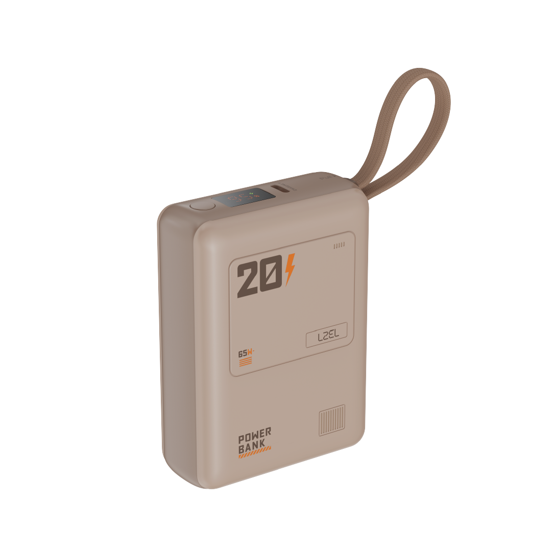LZEL Zenoflex Surge20 Portable 20000Mah  65W Max Pd Power Bank Dual Usb-C | Mocha