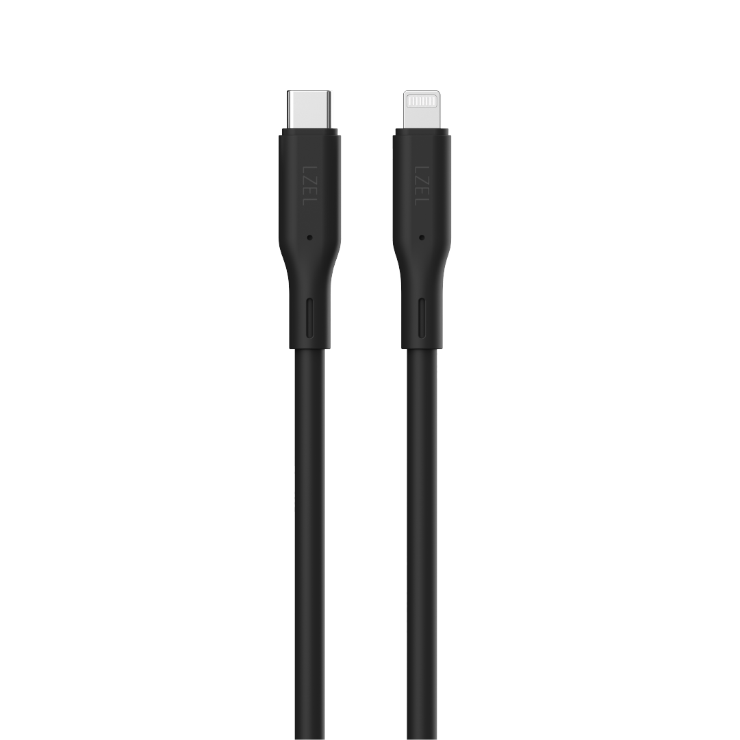 LZEL Celeris Silox CXL Soft Silicone USB-C to Lightning Cable, 480Mbps, 60W Max, 1m | Black