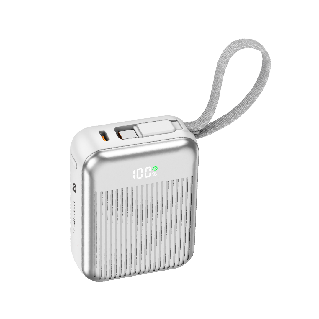 90 Percent Primvolt Sync 22.5W Dual Built-In Cables Power Bank Powerdelivery Qc 3.0 | Usb-C & Lightning | Silver