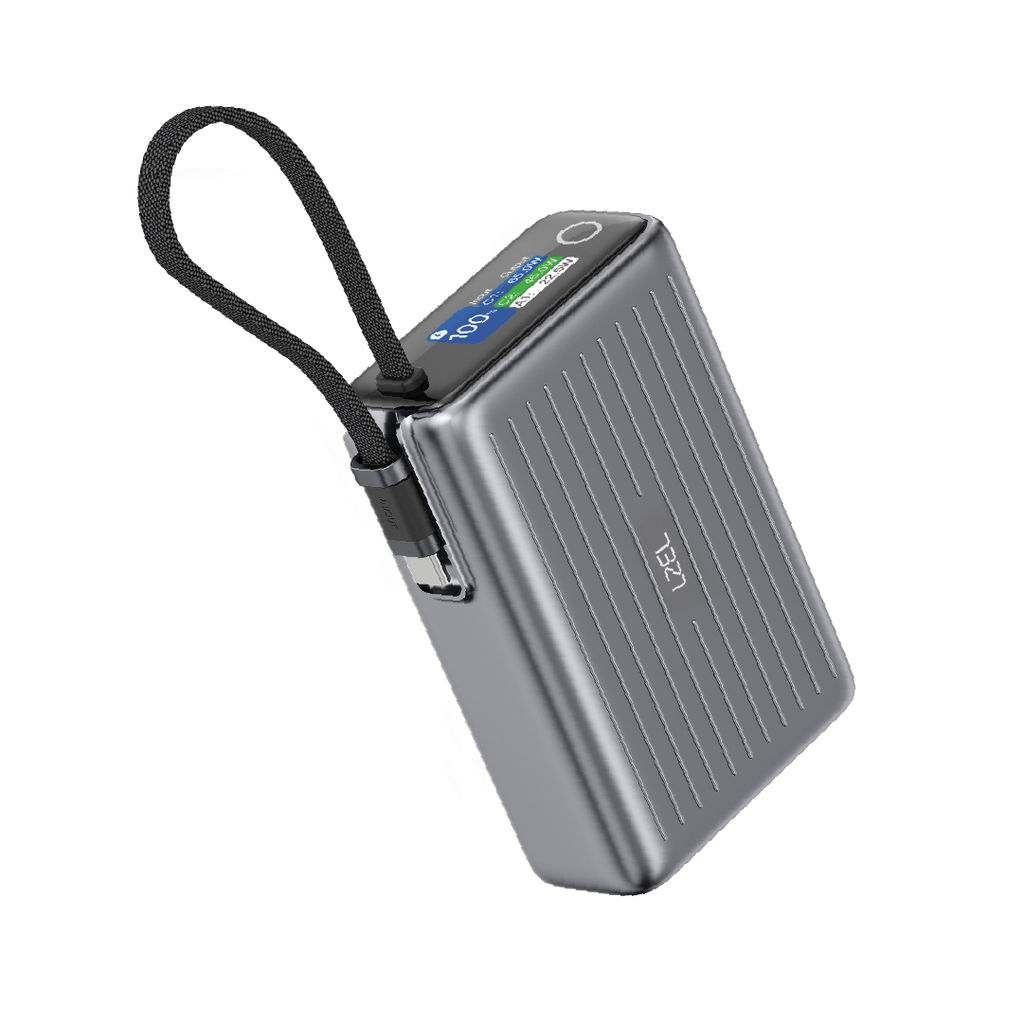 LZEL Neurode Sync 20000Mah Pd3.0 & Qc3.0| 65W |Built-In-Usb-C Cable Pd Power Bank | Gray