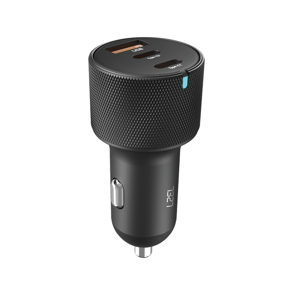 LZEL PulseCharge Max 80W 3-Port Car Charger â€“ Dual USB-C PD & USB-A QC