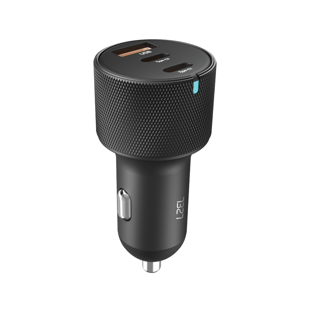 LZEL PulseCharge Max 80W 3-Port Car Charger â€“ Dual USB-C PD & USB-A QC