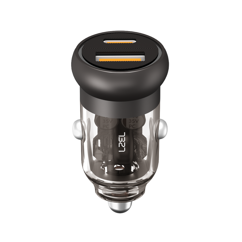 LZEL PulseCharge Mini Dual-Port Car Charger 35W â€“ USB-C PD & USB-A QC3.0