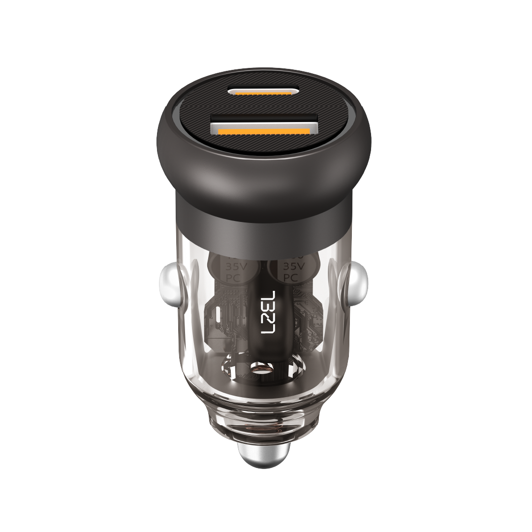 LZEL PulseCharge Mini Dual-Port Car Charger 35W â€“ USB-C PD & USB-A QC3.0