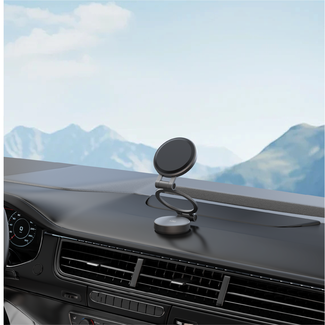 LZEL 360Â° Magnetic Suction Phone Holder Three-Axis Adjustable Angle | Robust Magnetic Grip | Black