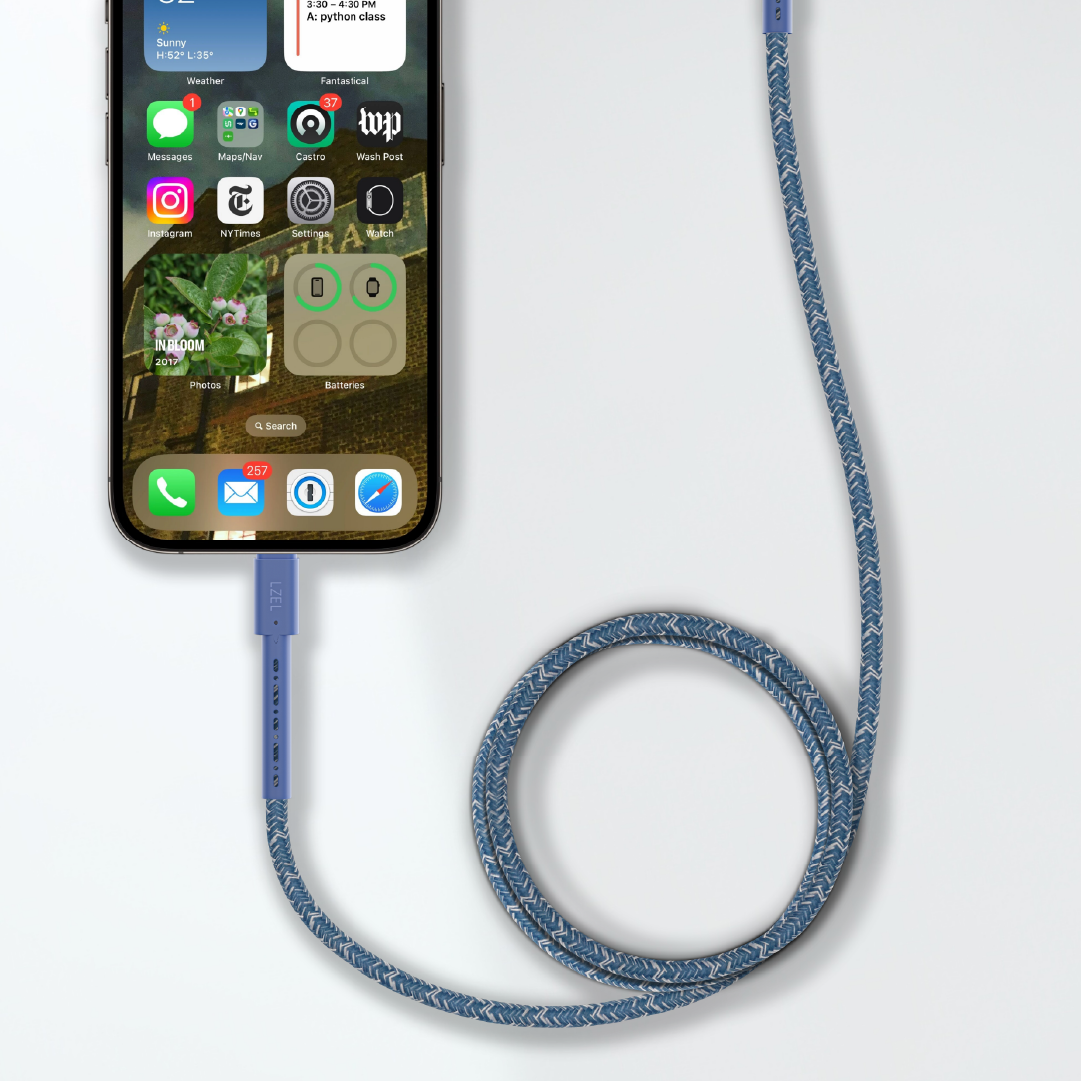 LZEL Celeris Charge CXC Braided USB-C to USB-C Cable, 480Mbps, 240W, 1m | Blue