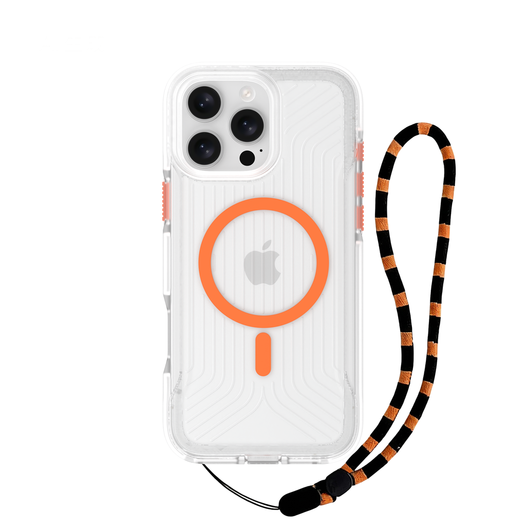 Asli lanyardmag series high-impact magsafe case with built-in lanyard case for 16 pro | orange