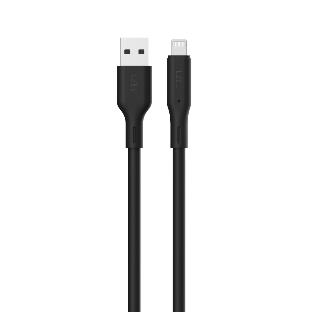 LZEL Celeris Silox CXL Soft Silicone USB-A to Lightning Cable, 480Mbps, 15W Max, 1m | Black