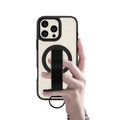 LZEL iPhone 16 Pro Primemag Grip Anti-drop Case With Metal Ring And Silicone Band | Clear/Black