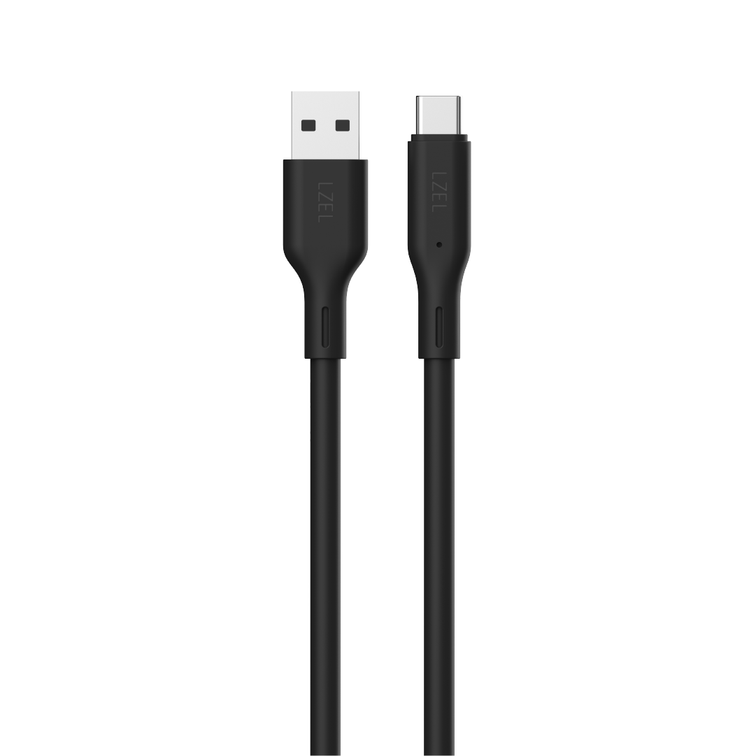LZEL Celeris Silox CXL Soft Silicone USB-A to USB-C Cable, 480Mbps, 15W Max, 1m | Black