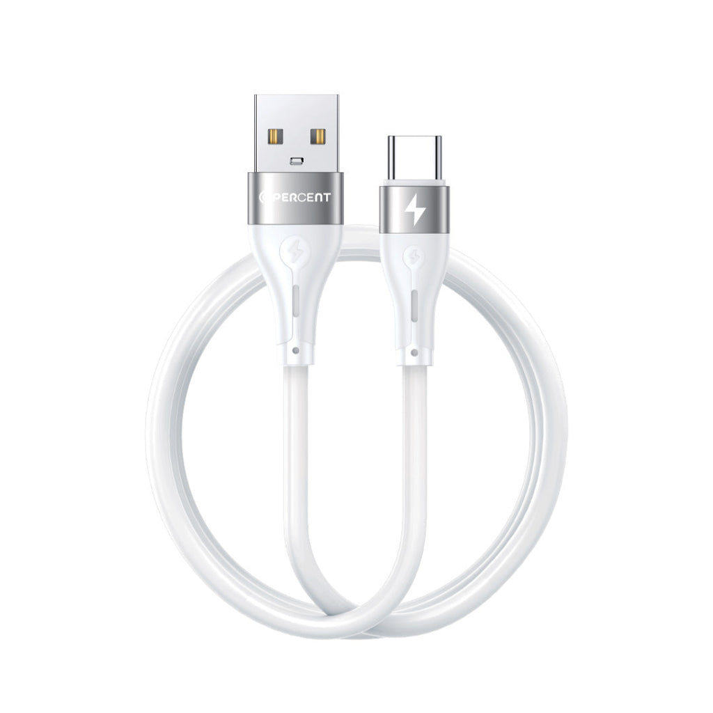 90 Percent Voltline 90 Series USB-A to Type-C Silicone Cable 1M | White