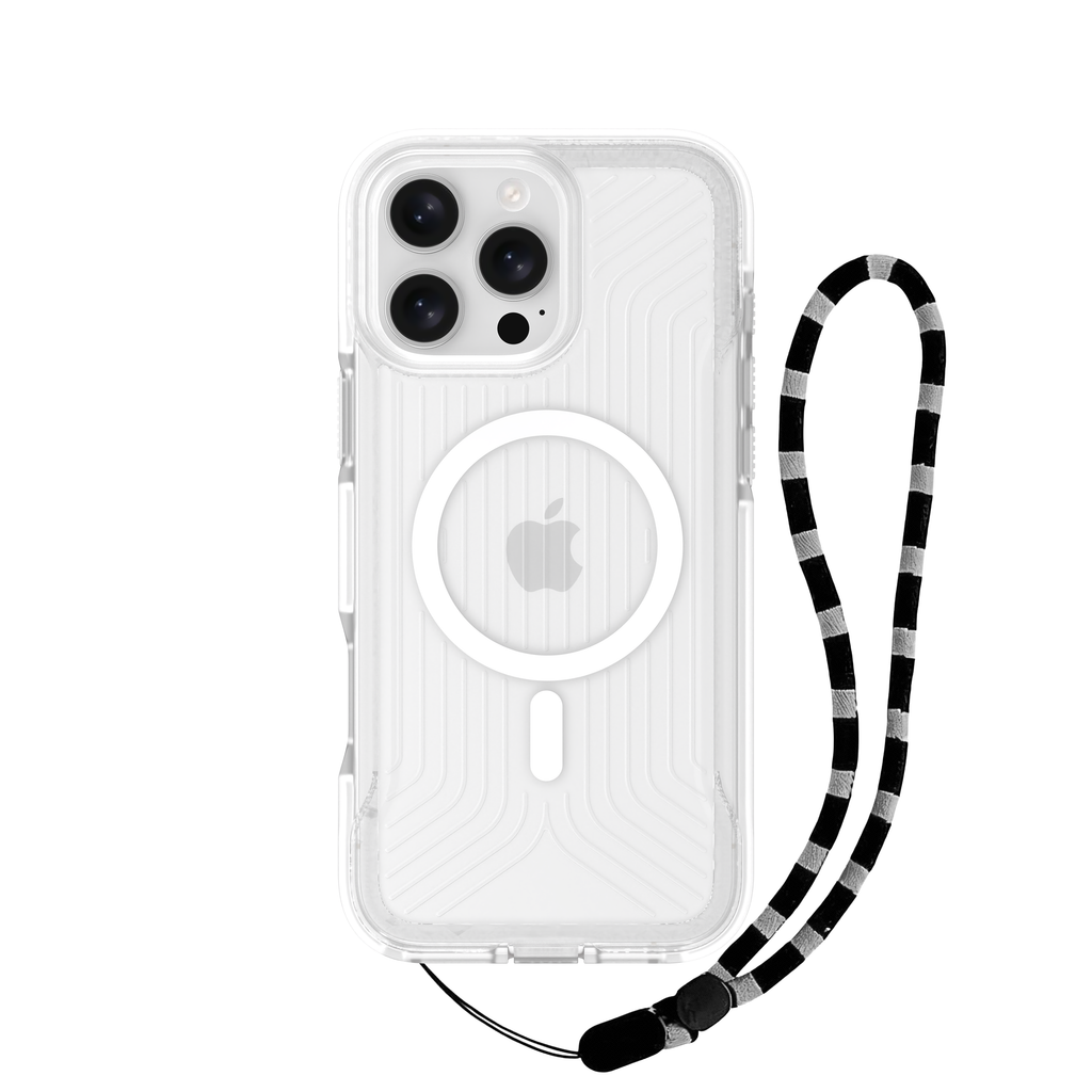 Asli lanyardmag series high-impact magsafe case with built-in lanyard case for 16 pro | White