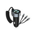 LZEL PulseCharge Pro3 50W Dual Port - USB C PD & USB A - Car Charger with Built in Cables