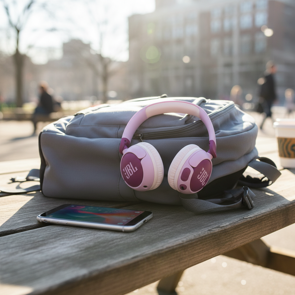 JBL Junior 320BT Wireless On-Ear Bluetooth Headphones with Built-in Microphone | Purple