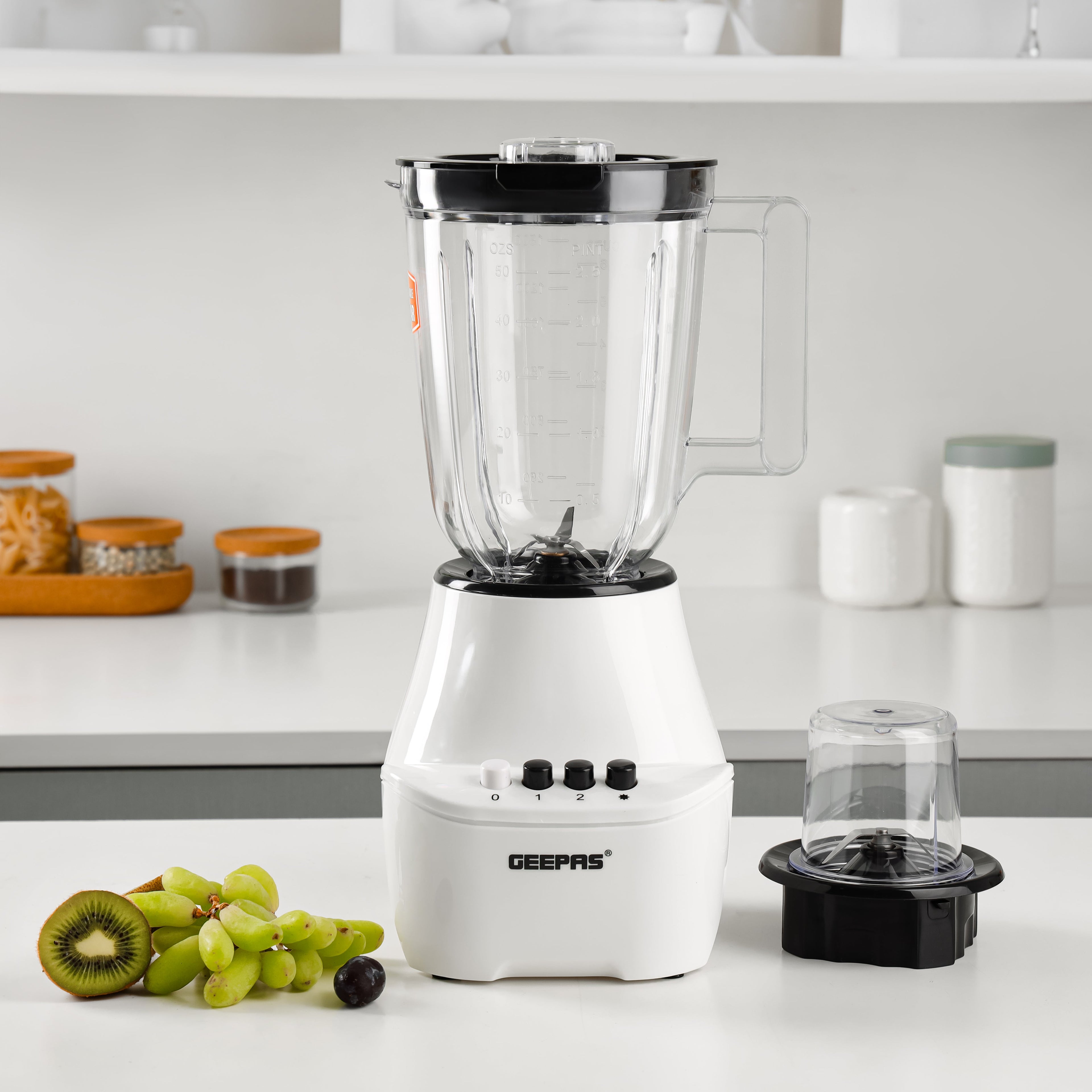 Geepas 2-in-1 Blender 250W - Stainless Steel Blades - 4 Speed