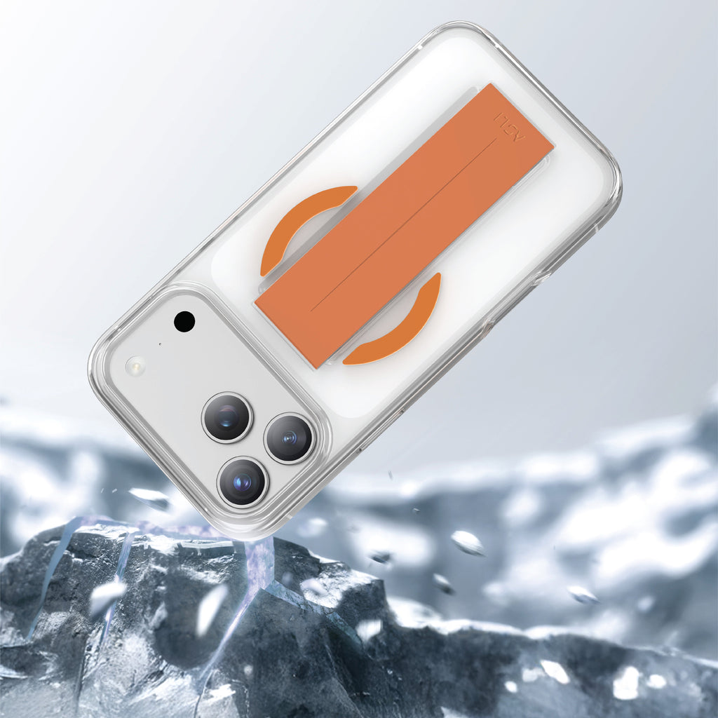 Asli Global MagTrox Siliox Grip Transparent MagSafe Case for iPhone 17 Pro | Orange Titanium