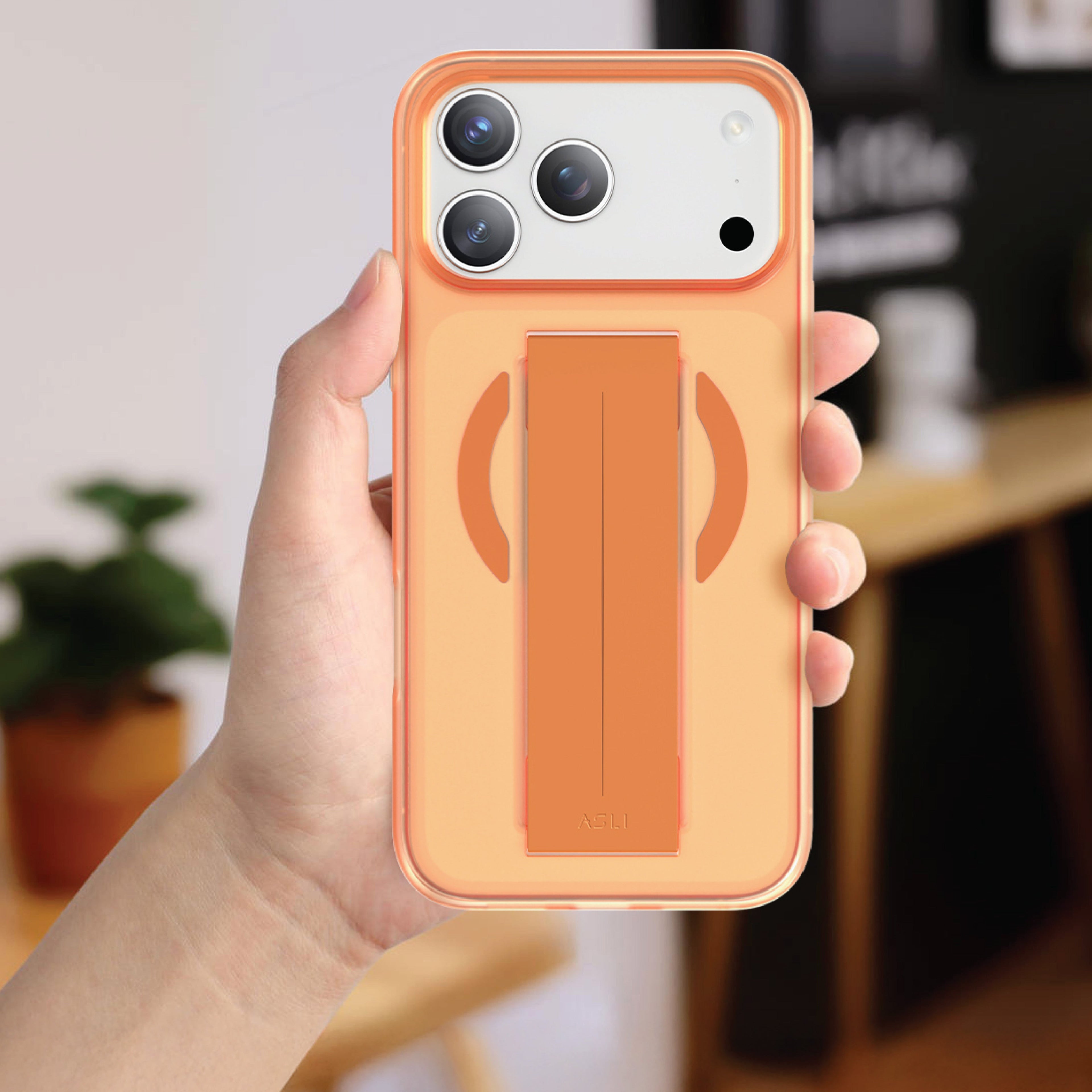 Asli Global MagTrox Grip Pro Liquid Silicone Soft Grip MagSafe Case for iPhone 17 Pro Max | Orange Titanium