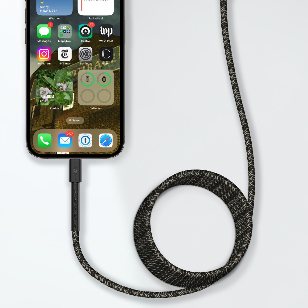 LZEL USB-A to USB-C 2.0 Braided Cable 2m â€“ 3A, 15W, 480Mbps | Black