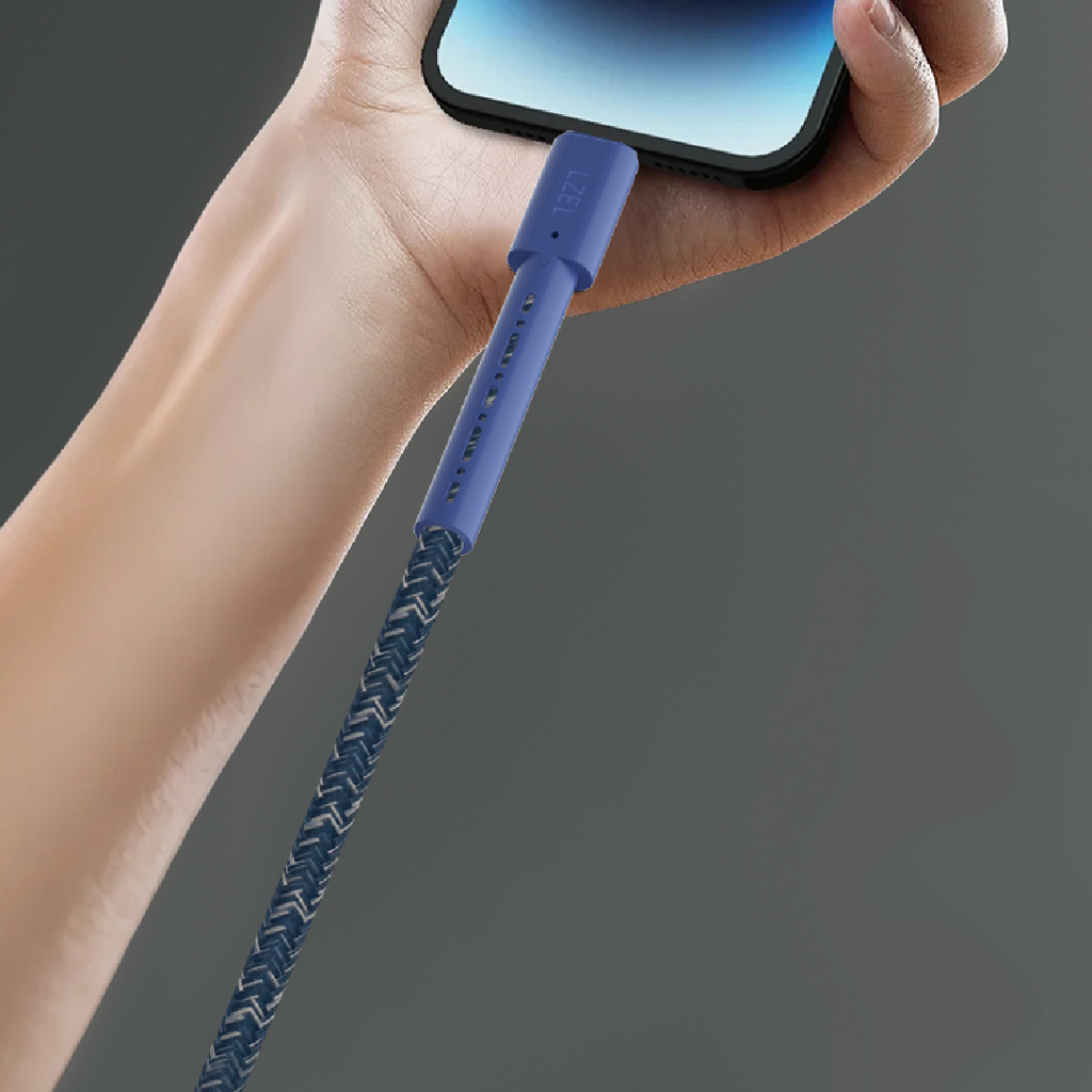 LZEL Celeris Charge CXL Braided USB-C to Lightning Cable, 480Mbps, 60W Max, 2m | Blue