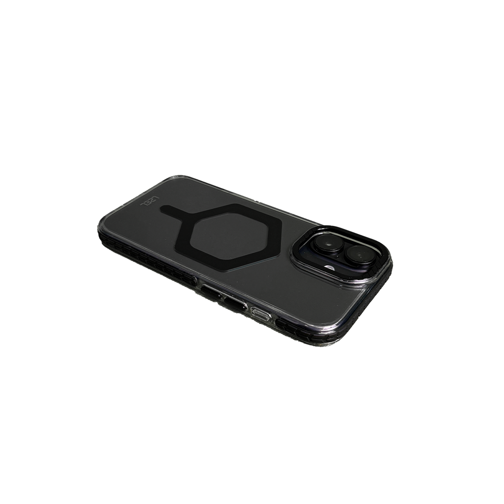 LZEL iPhone 16 Plus Mag Hexa Defender Clear Square MagSafe Case | Black