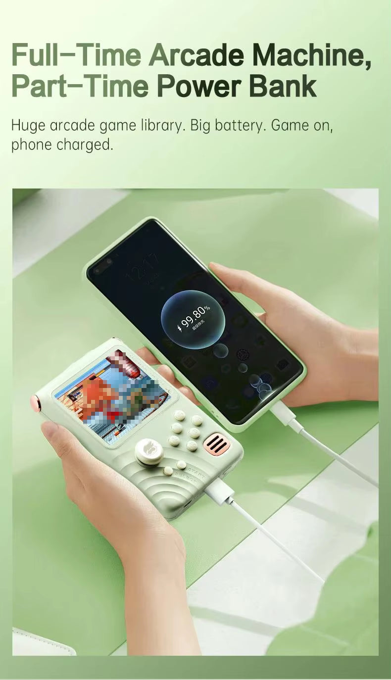 Retro Game Console - 3.5-inch IPS Screen, 6000mAh, 10000 Games | Light Green