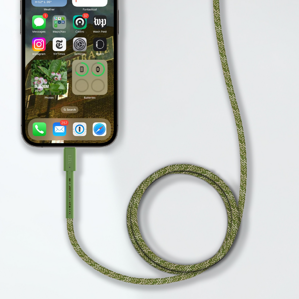 LZEL Celeris Charge CXL Braided USB-C to Lightning Cable, 480Mbps, 60W Max, 1 Meter | Green