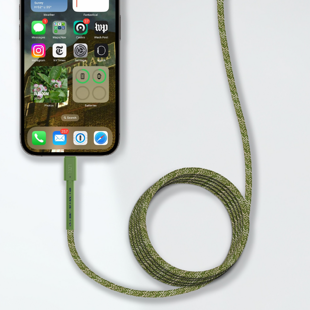 LZEL Celeris Charge CXC Braided USB-C to USB-C Cable, 480Mbps, 240W Max, 2m | Green