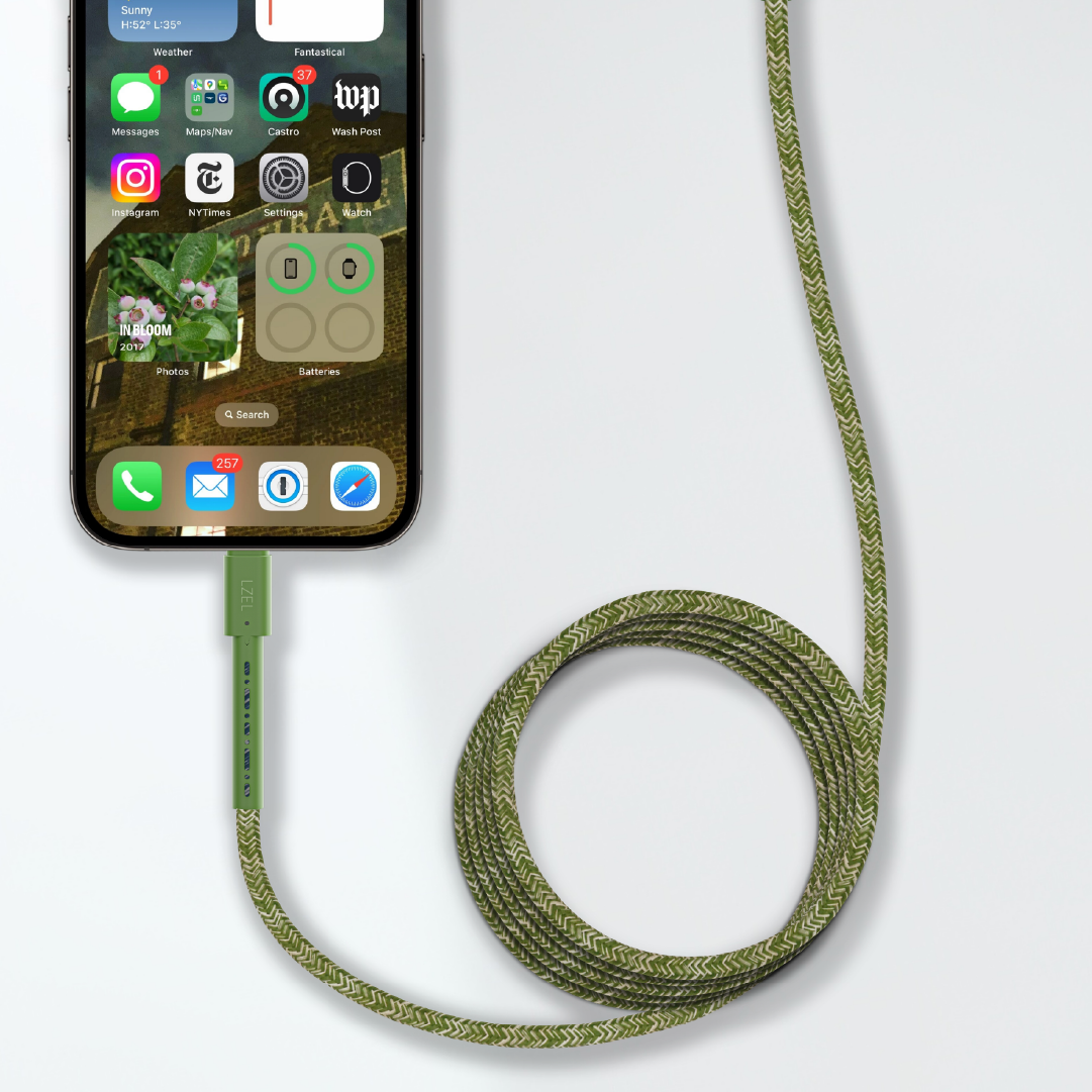 LZEL Celeris Charge CXC Braided USB-C to USB-C Cable, 480Mbps, 240W Max, 2m | Green