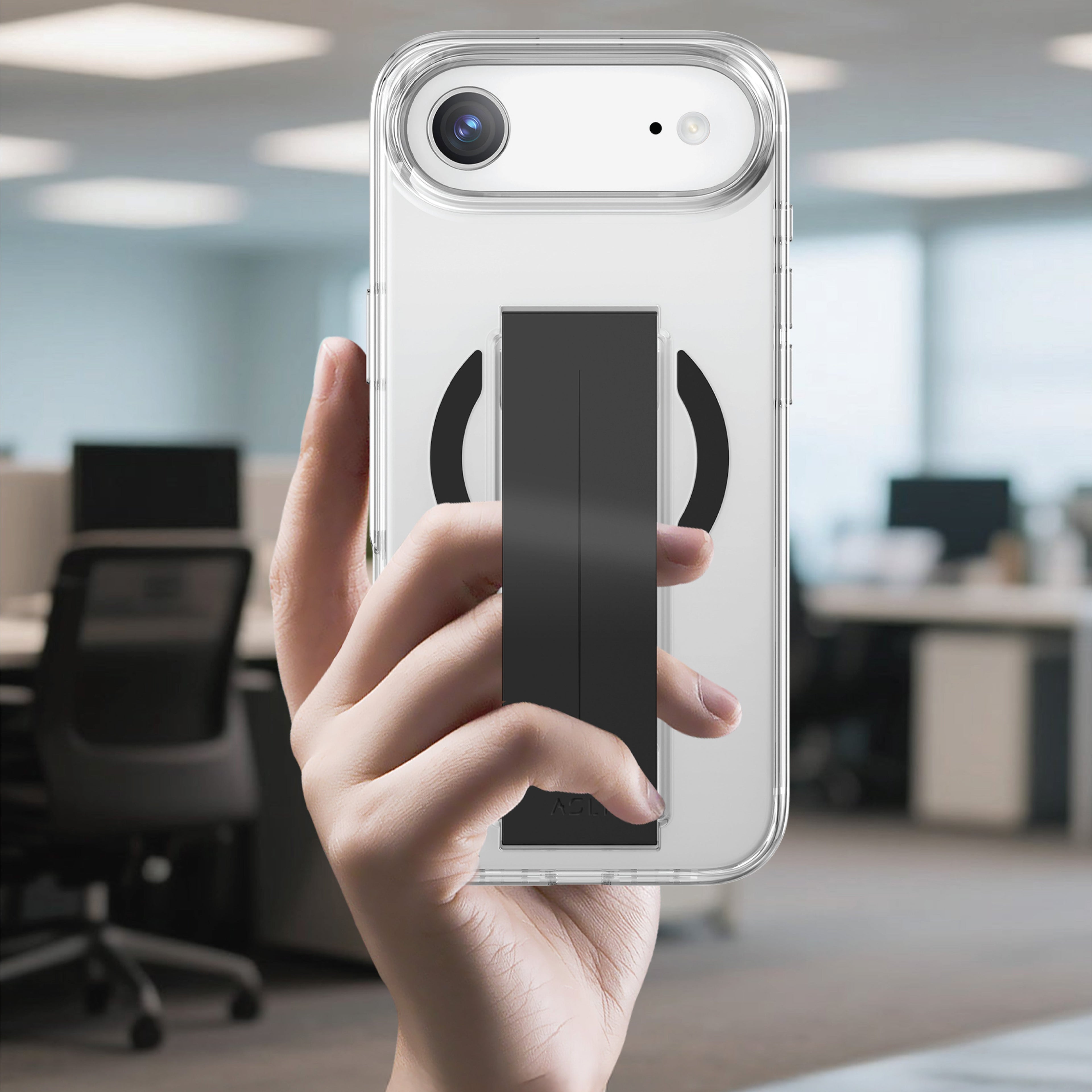 Asli Global MagTrox Siliox Grip Transparent MagSafe Case for iPhone Air| Black