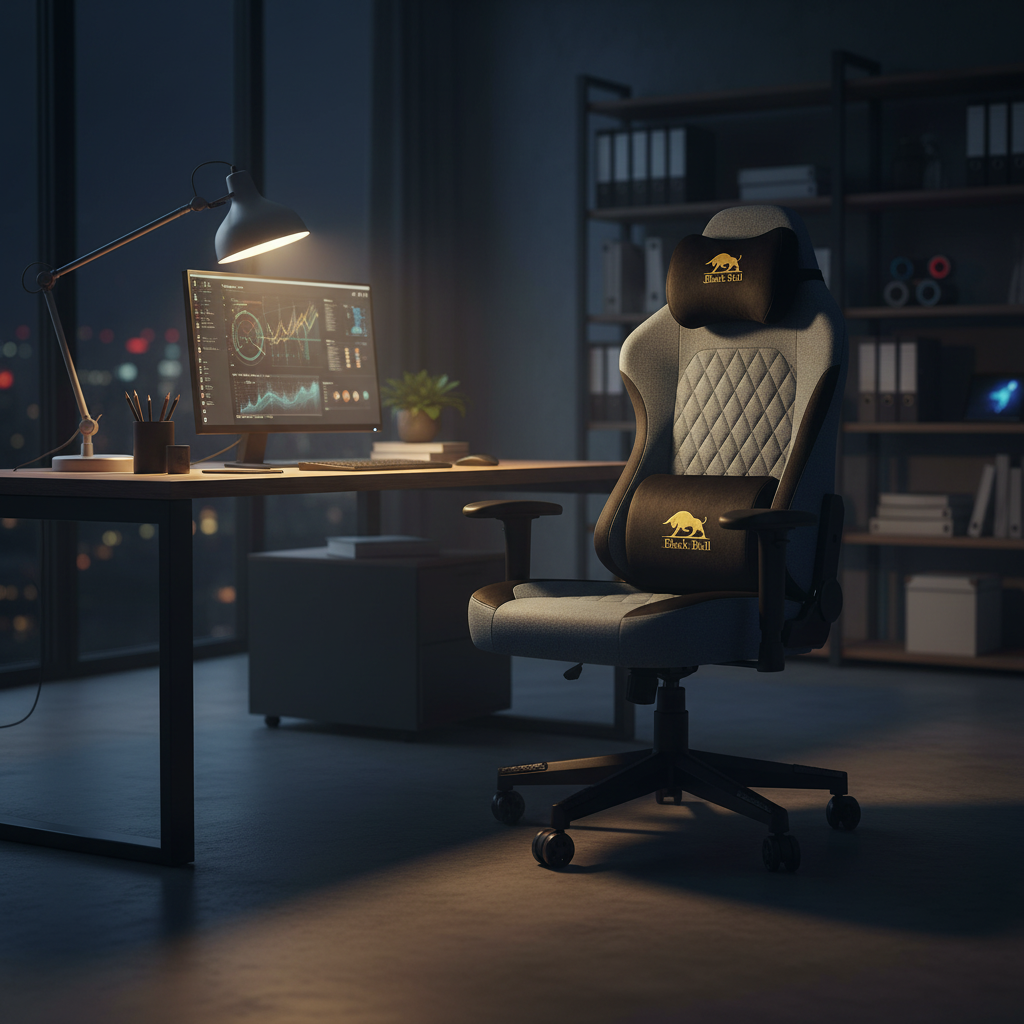 Black Bull Gaming Chair With Molded Headrest Up & Down - Fabric | Black/Blue