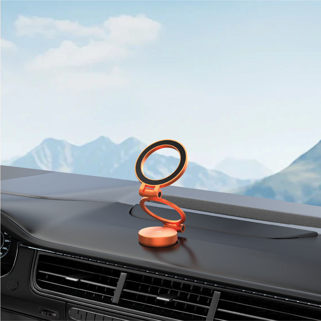LZEL 360Â° Magnetic Suction Phone Holder Three-Axis Adjustable Angle | Robust Magnetic Grip | Orange