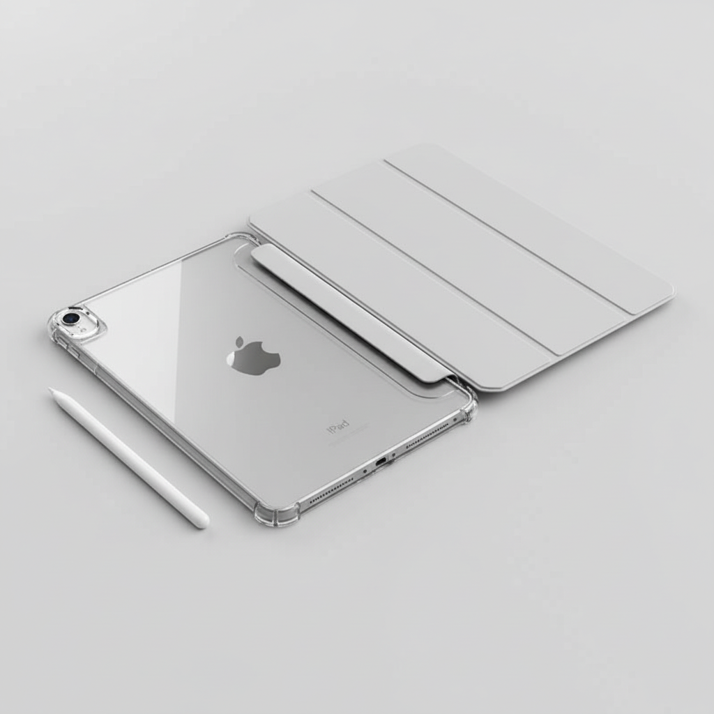 LZEL Imperium Trifolio Smart Folio Case for iPad 10.9" / 11" (A16-2025) – Transparent Back | Light Gray