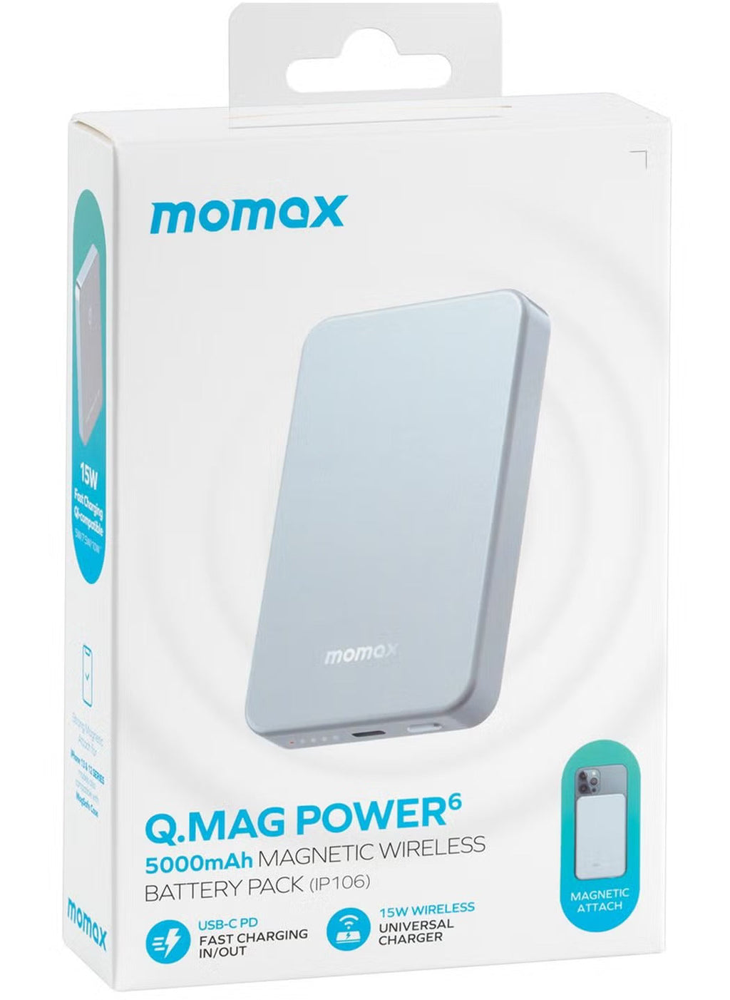 Momax Q.Mag Power 6 5000mAh Magnetic Wireless Battery Pack | Blue