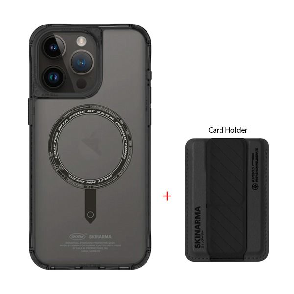 SkinArma iPhone 15 Pro Saido Case + Card Holder | Smoke