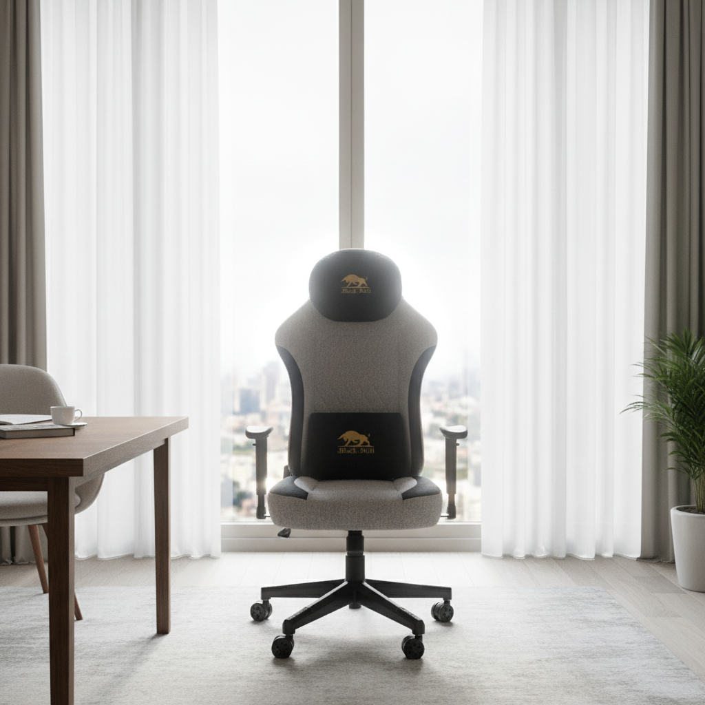 Black Bull Gaming Chair With Molded Headrest Up & Down | Fabric Black/Gray
