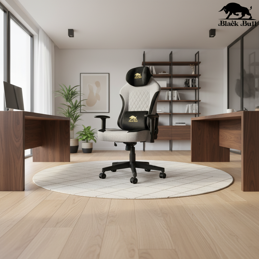 Black Bull Gaming Chair With Molded Headrest Up & Down | Fabric Black/Gray