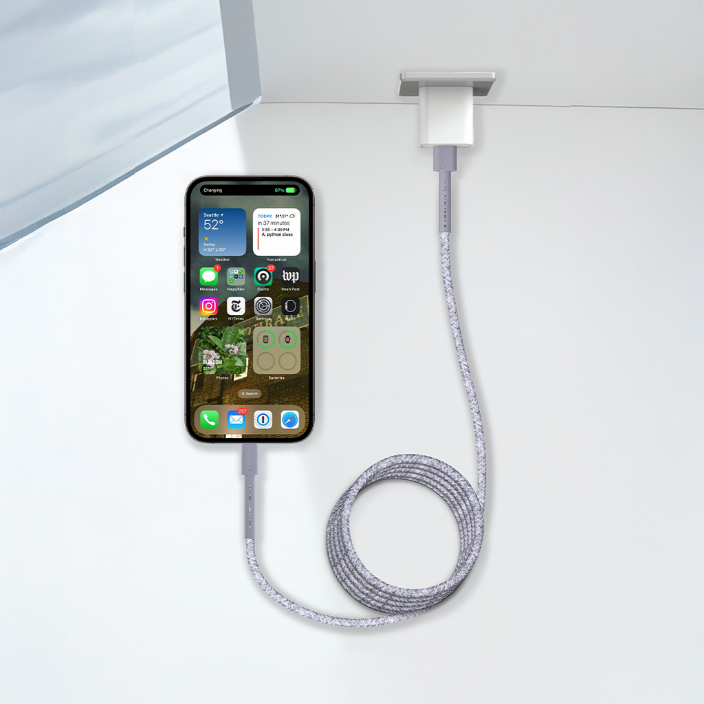 LZEL Celeris Charge CXC Braided USB-C to USB-C Cable, 480Mbps, 240W Max, 2m | Gray