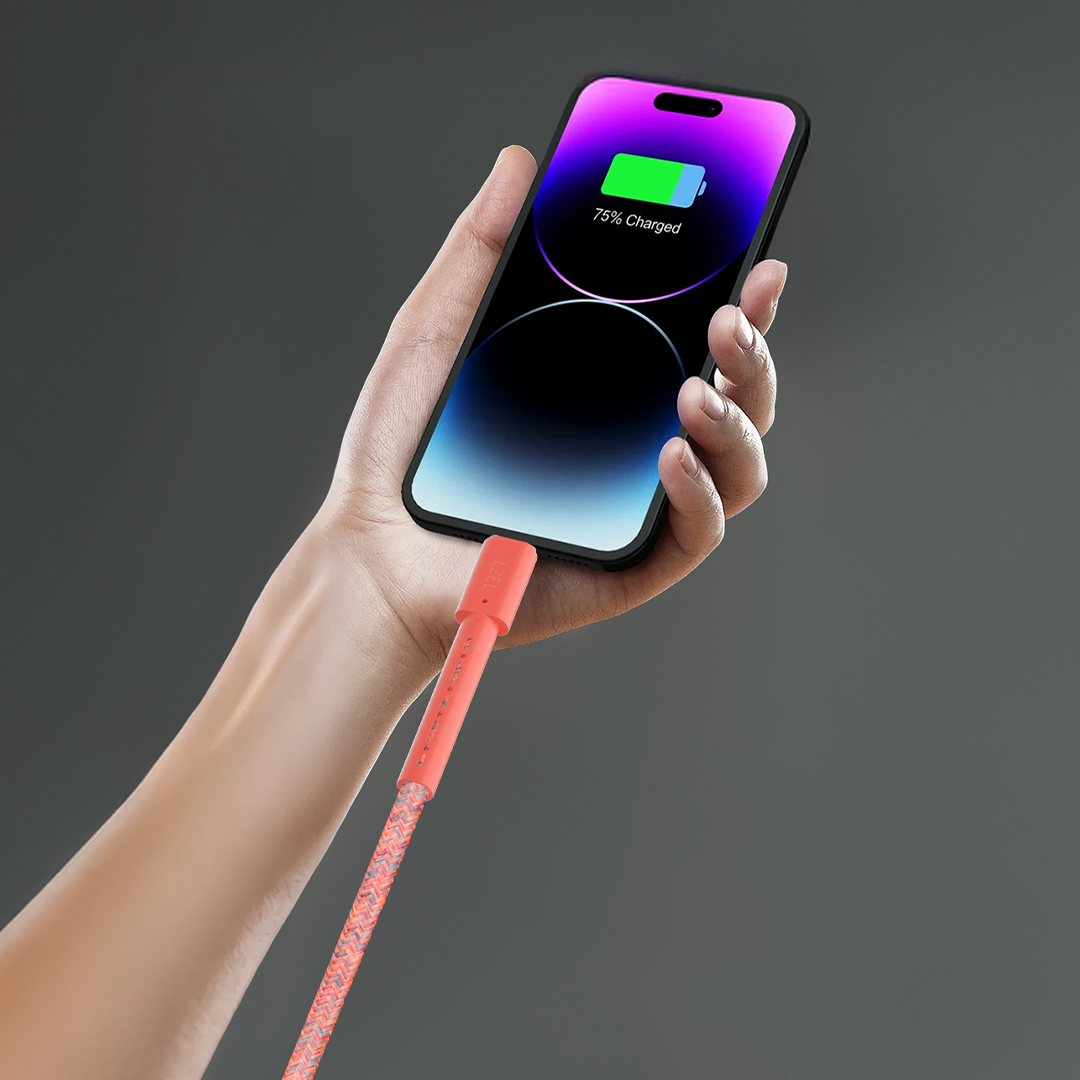 LZEL Celeris Charge CXC Braided USB-C to USB-C Cable, 480Mbps, 240W, 1m |Red