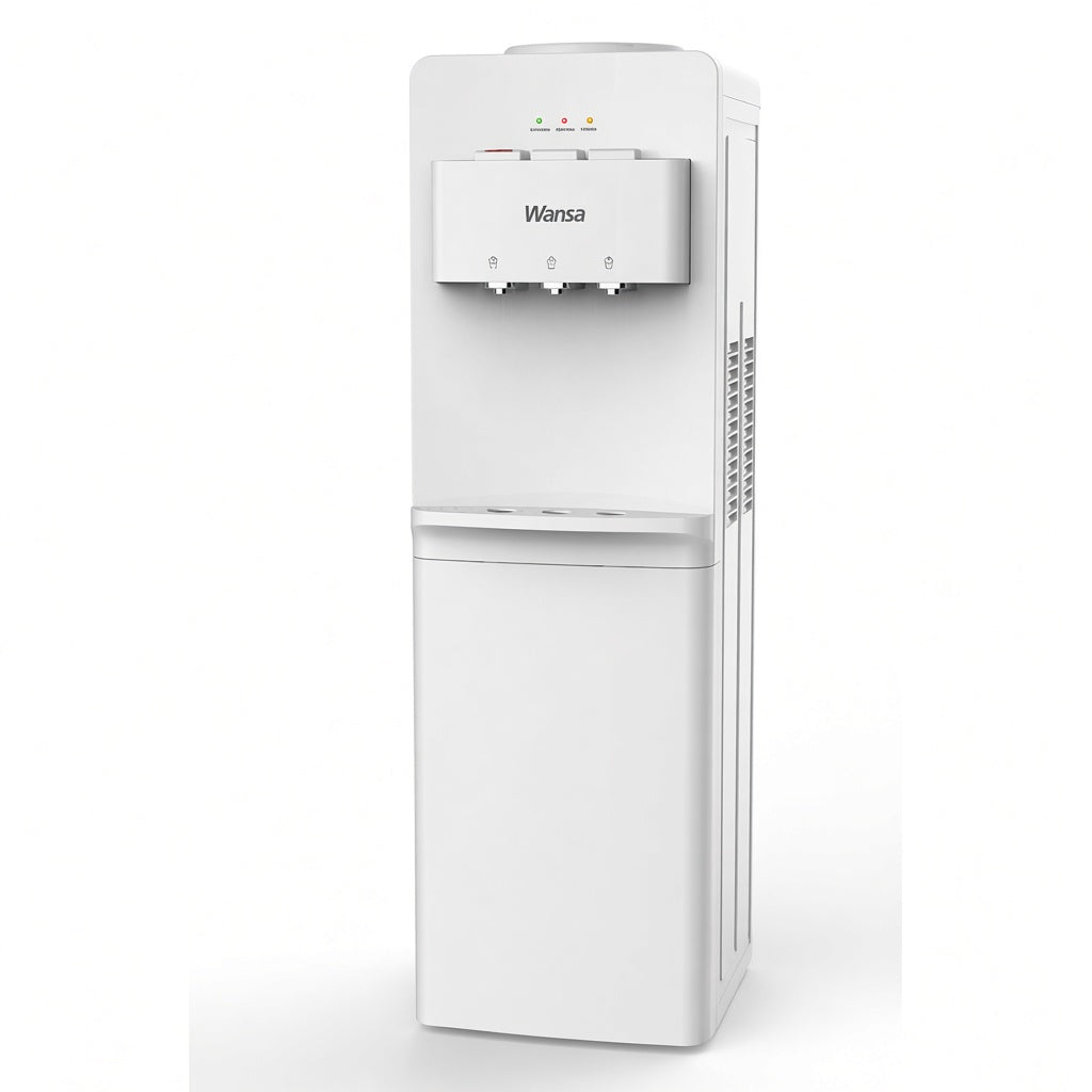 Wansa 3-Tap Water Dispenser with Refrigerator | White