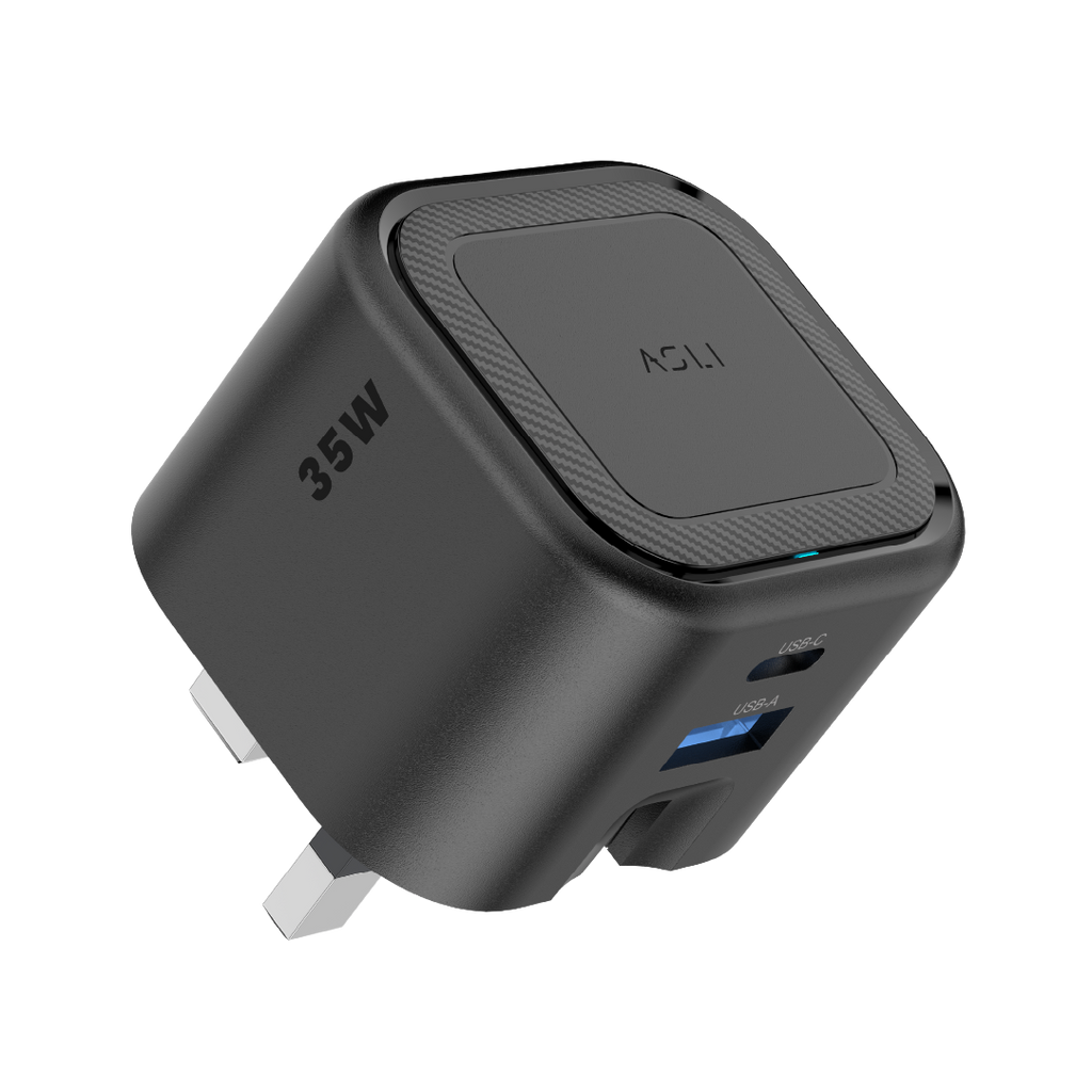 Asli  Global Primevolt 35 Gan Dual Port Usb-A & Usb-C Fast Charger | Black