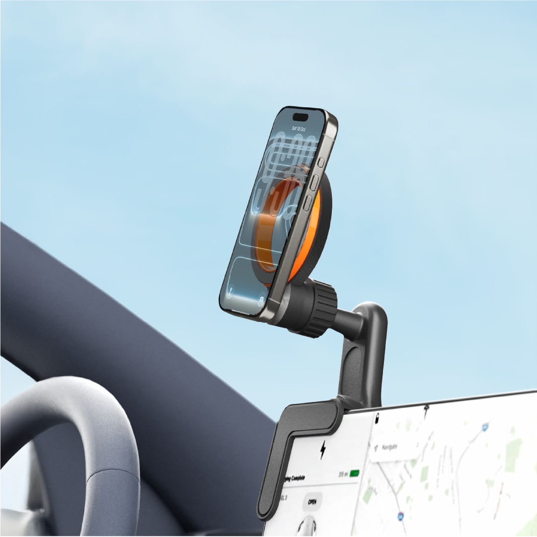 LZEL Mountmag Drive 360Â° Rotating Abs Car Monitor Holder Stable Mount For Tesla, Byd & Ev Cars