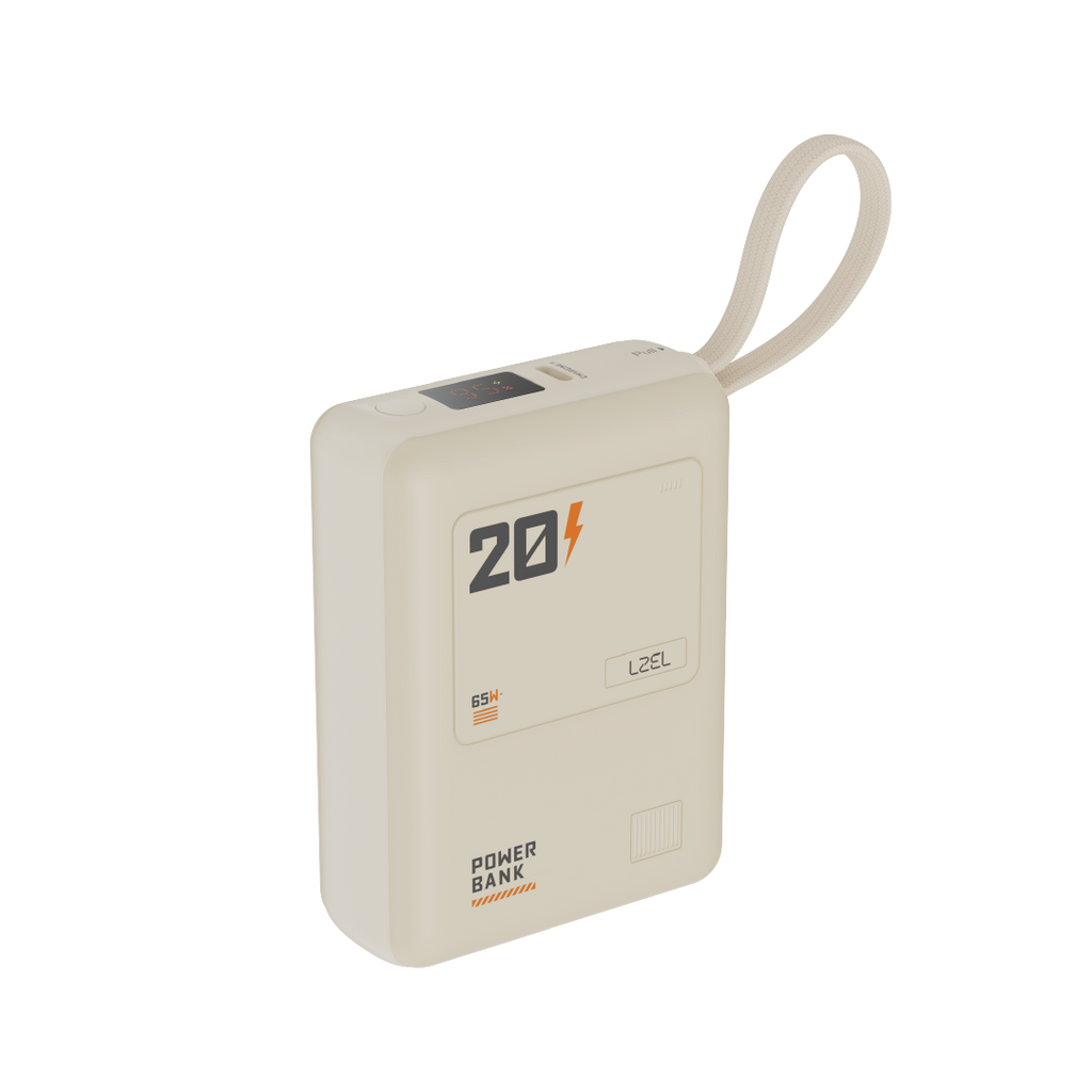 LZEL Zenoflex Surge20 Portable 20000Mah  65W Max Pd Power Bank Dual Usb-C | Cream